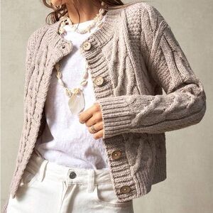 NWOT Cable Knit Beige Sweater SZ S